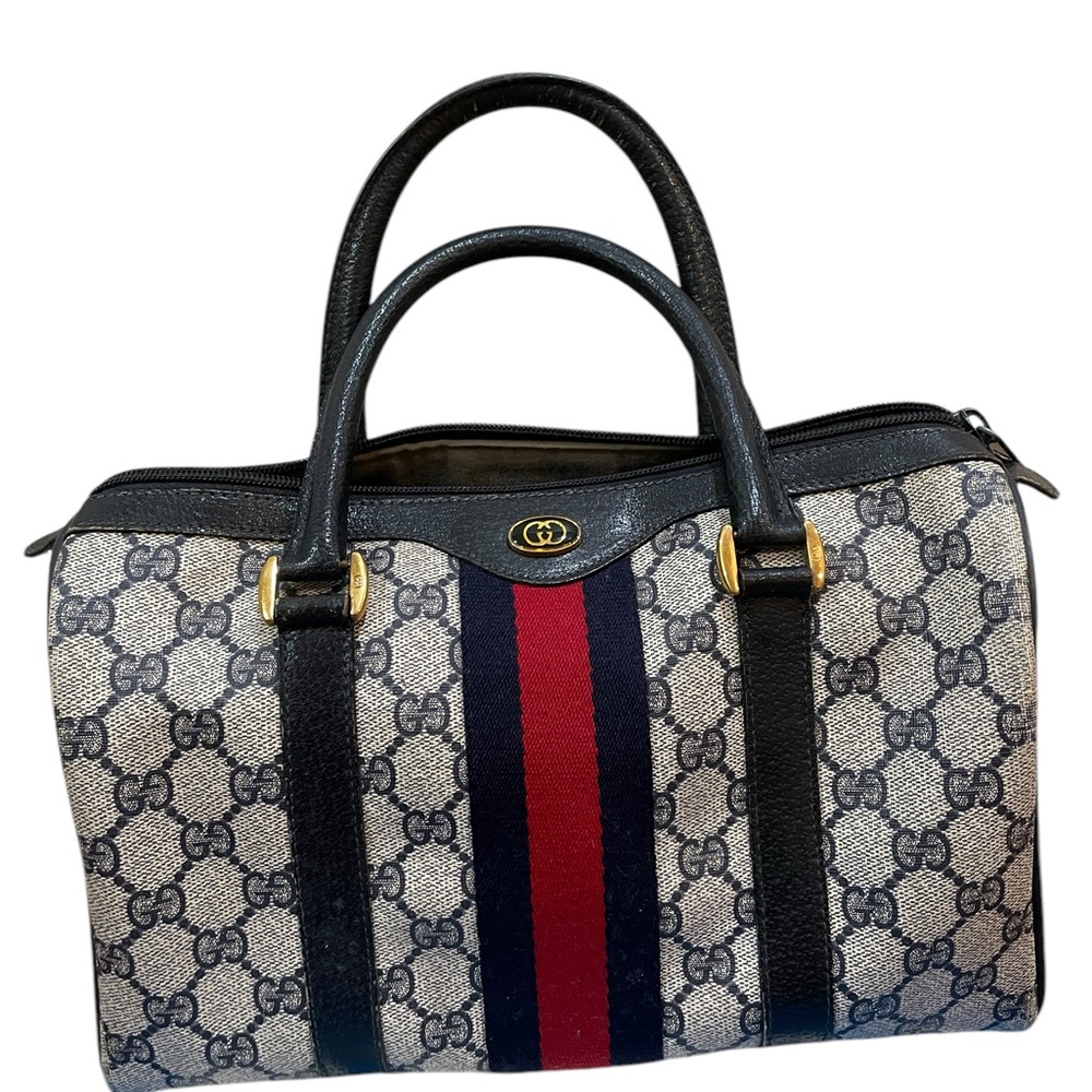 Vintage Gucci Plus Boston Top Handle Bag with Monogram Print